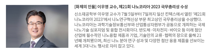 [화제의 인물] 이우영 교수, 제21회 나노코리아 2023 국무총리상 수상
